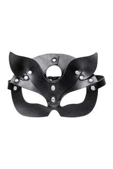 Mačja maska Pecado BDSM, reljefna, prirodna koža, crna