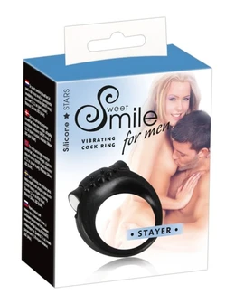 Erekcija vibrokolco Crna vibro-Penis Ring bi Sveet Smile