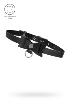 Choker-ogrlica Pecado BDSM, sa leptirom i prstenom, koža, crna