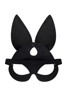 Pecado BDSM Maska, sa zečjim ušima, prirodna koža, crna