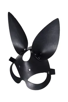 Pecado BDSM Maska, sa zečjim ušima, prirodna koža, crna