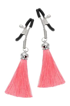 Pecado BDSM kopče za bradavice, štipaljke, sa svilenim resicama, metal, roze