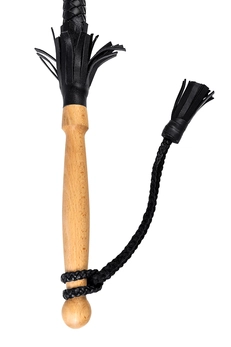 Bič pleteni Pecado BDSM, koža, crna, 85 cm