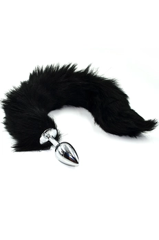 Srebrni Analni čep sa crnim flexibilnim repom (mali)