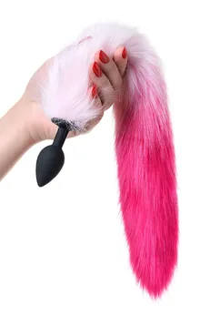 Analna čaura sa belim i ružičastim repom Popo Pleasure bi TOIFA, s, silikon, Crna, 45 cm, Ø 2,7 cm