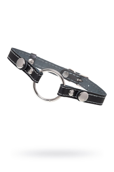 Pecado BDSM geg, prsten od 46 mm, sa belim šavom, koža, crna