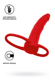 Mlaznica na penis za dvostruke penetracije Black&amp;Red by TOYFA , silikonski, crvena, 16,5 cm