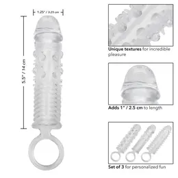 Set od tri dodatka za penis PIECE TEXTURED EXTENSION SET