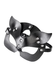 Mačja maska Pecado BDSM, reljefna, prirodna koža, crna