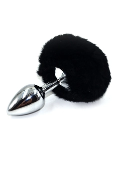 Srebrni Analni čep sa crnim zečjim repom (mali)
