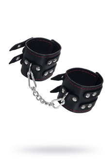 Pecado BDSM lisice, sa dve trake i crnom oblogom, koža, crna