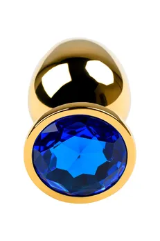 Analna čaura Metal bi TOIFA, metal, zlato, sa plavim kristalom, 9,5 cm, Ø 4 cm, 145 g