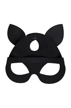 Pecado BDSM Maska, sa mačjim ušima, prirodna koža, crna