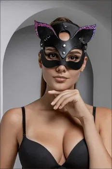 Maska Mačkica c roze toxičan pozlata na dohvat ušek