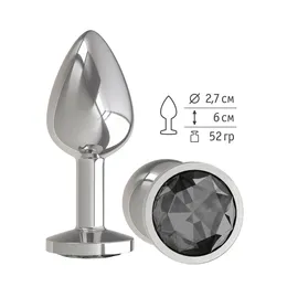 Srebrna analna čaura sa crnim kristalom mala