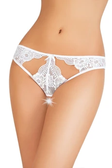 Erotske Gaćice Erolanta Lingerie Collection, čipkaste sa otvorenim izrezima, bele (46-48)