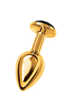 Analna čaura Metal bi TOIFA, metal, zlato, sa crnim kristalom, 7,5 cm, Ø 3 cm, 145 g