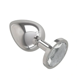 Srebrna analna čaura sa prozirnim kristalom je velika