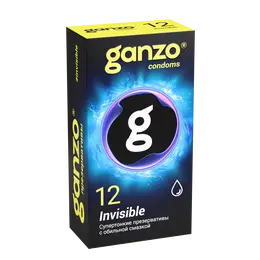 Ganzo Invisible kondomi, super tanki, sa dodatnim mazivom, latex, 18 cm, 12 kom.