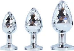 Aluminijumski texturni Analni čep sa prozirnim kristalom Medium