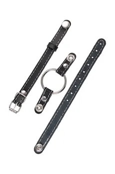 Pecado BDSM geg, prsten od 46 mm, sa belim šavom, koža, crna