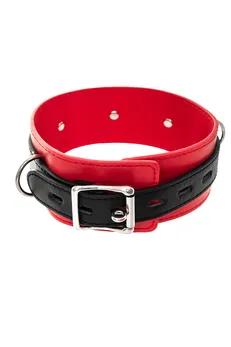 Ogrlica toifa Theatre crveno-crna kožna sa povodcem