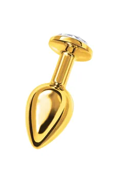 Analna čaura Metal bi TOIFA, metal, zlato, sa belim kristalom, 7,5 cm, Ø 3 cm, 145 g