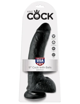 Dildo na usisnoj čaši crni King Cock 9 Cock with Balls