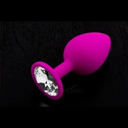 Veliki silikonski čep sa kristalom, roze, 9 cm.