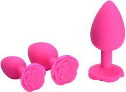 Ružičasti silikonski čep sa čepom u obliku rozete (Veličina M)