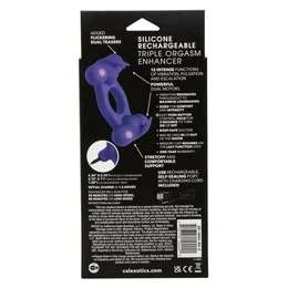 Punjivi erekcioni vibracioni prsten sa dva motora Silicone Rechargeable Triple Orgasm Enhancer