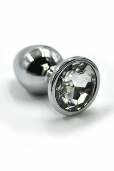 Srebrni Analni čep sa prozirnim kristalom (mali)