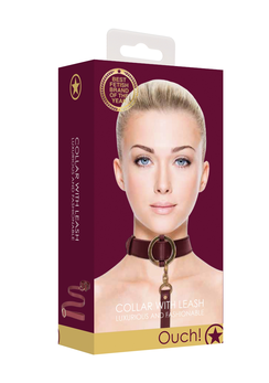 Ogrlica sa povodcem ouch ouch! - Collar With Leash - Burgundy