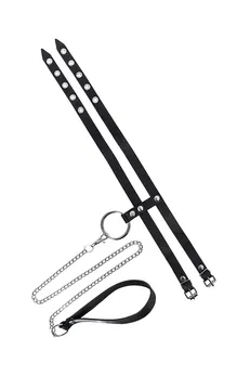 Ogrlica Pecado BDSM, od dve trake, koža, crna