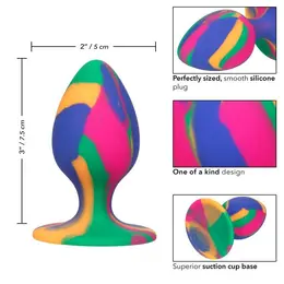 Svijetli silikonski Analni čep L na usisnoj čaši Cheeki Medium Tie-Die plug