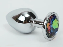 Analni čep srebro sa duginim rhinestoneom 3, 4k8, 2 47112-1MM