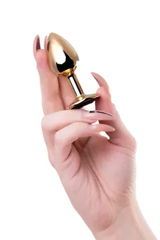 Analna čaura-Drkanje, metal, zlato, sa crnim kristalom, 7 cm, Ø 2,8 cm, 50 g