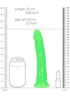 Slim dildo na usisnoj čaši Luminiscentni-20 cm