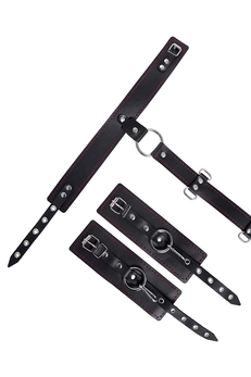 Branje za pričvršćivanje vrata i ruku Pecado BDSM, prirodna koža, crna