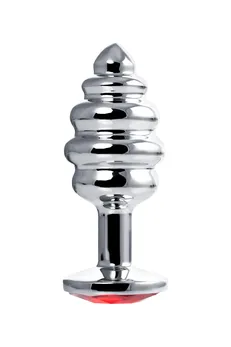 Analna čaura-Drkanje, metal, srebro, sa crvenim kristalom, 7 cm, Ø 3 cm, 55 g