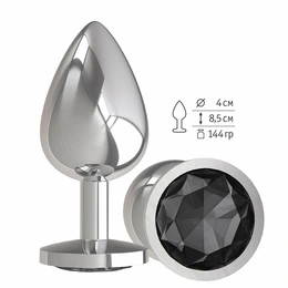 Srebrna analna čaura sa crnim kristalom je velika