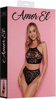 Komplet vrhova i gaćica sa uzorkom koleidoskopa (Crna)