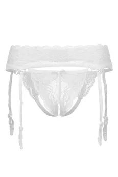 Erotski komplet Erolanta Lingerie Collection: pojas za čarape i gaćice čipka, bela (50-52)