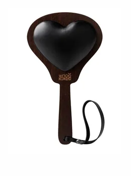 Paddle meko srce crno od prave kože, drveta i HDF-premazi venge boje