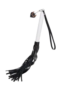 Pecado BDSM Bič, bela drška, crni bičevi, prirodna koža