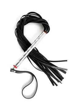 Mala crna pletenica od kože sa srebrnom uvijenom drškom - 58 cm.