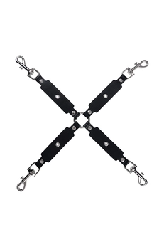 Pecado BDSM kvačilo, ukršteno sa karabinerima, za držanje ruku i nogu, koža, crna