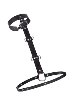 Branje za pričvršćivanje vrata i ruku Pecado BDSM, prirodna koža, crna