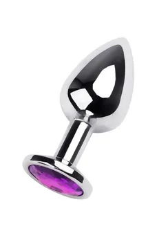 Analna čaura Metal bi TOIFA, metal, srebro, sa ljubičastim kristalom, 8 cm, Ø 3 cm, 165 g