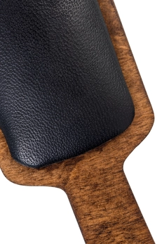 Pecado BDSM paddle, pravougaoni sa mekim jastučićem, koža i drvo, crni